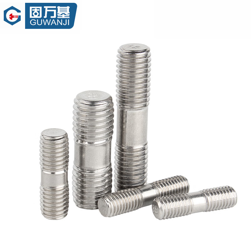 Guwanji 304 stainless steel double-head screw rod two-head tooth bolt with wire connection stud rod M3M4M5-M24 M10*300 2 pcs