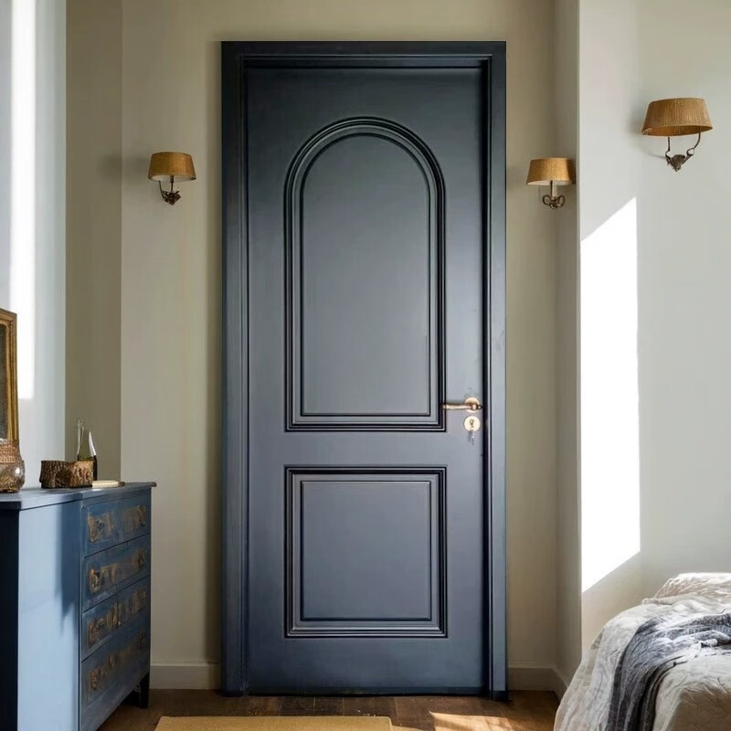 Customized French retro wooden door, interior door, solid wood door, bedroom door, room door, solid wood multi-layer paint door, silent door, solid wood composite-buttoning process