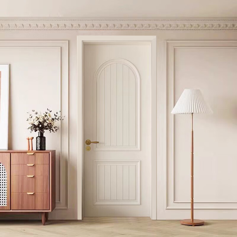 Solid wood door bedroom door French cream style all solid wood composite paint door interior door set door room door customization solid wood composite paint door B