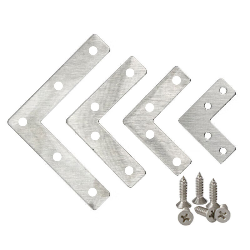 Masfor thickened stainless steel corner code thickened right-angle corner code fixed bracket round edge L-shaped 60*60mm (10 pieces)
