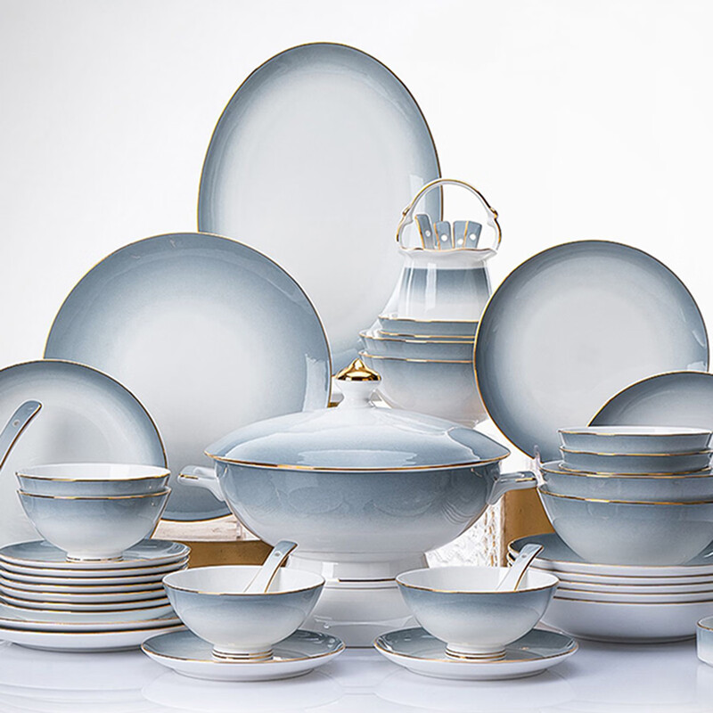 Wanxiang bowls, plates and tableware complete set of bowls, Jingdezhen ceramic dishes set for home 2026 new high-looking housewarming gift