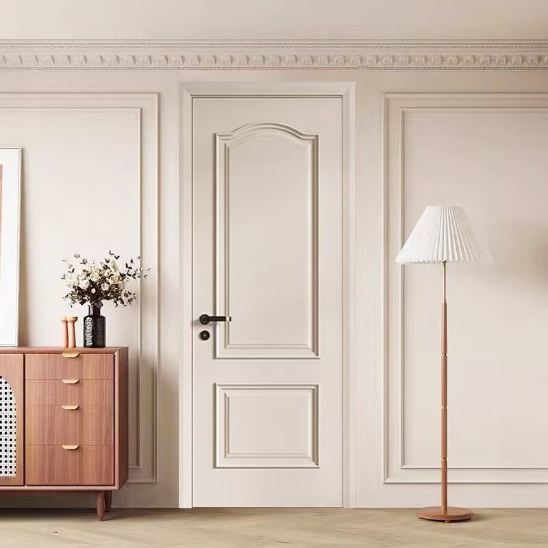 Solid wood door bedroom door French cream style all solid wood composite paint door interior door set door room door customization solid wood composite paint door B