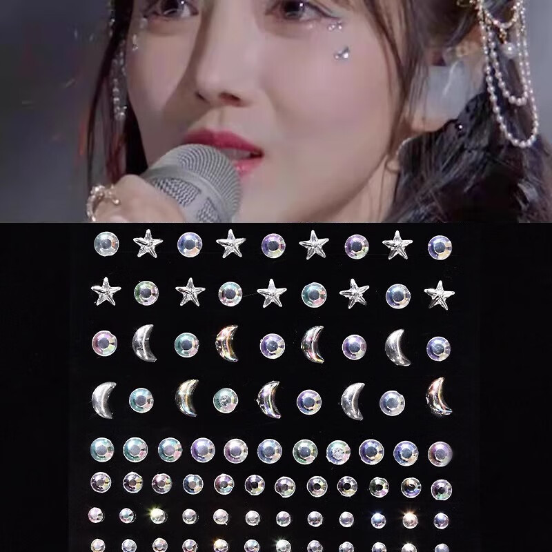 Gemeng rhinestone semicircle pearl veneer makeup eye makeup bright diamond tear diamond sequin sticker children's stage makeup sticker face accessories
