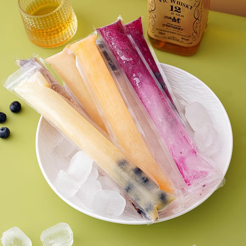 Jiamo disposable lolly ice bag popsicle bag yogurt fruit crushed ice transparent self-sealing homemade popsicle bag 20 packs