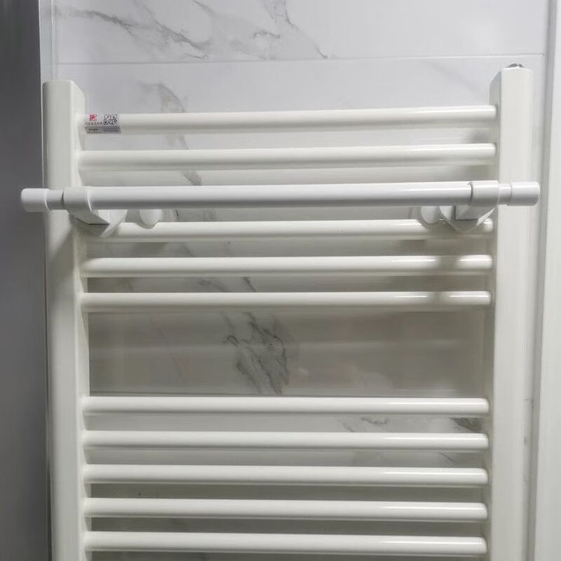 BEYZK Small Back Basket Radiator Double Column Towel Rack Universal Storage Rack Bathroom Cross Bar Cylindrical White Clothes and Bath Towel Rack Single Pole 50cm Bold and Thickened Small Back 0mm*0 Column
