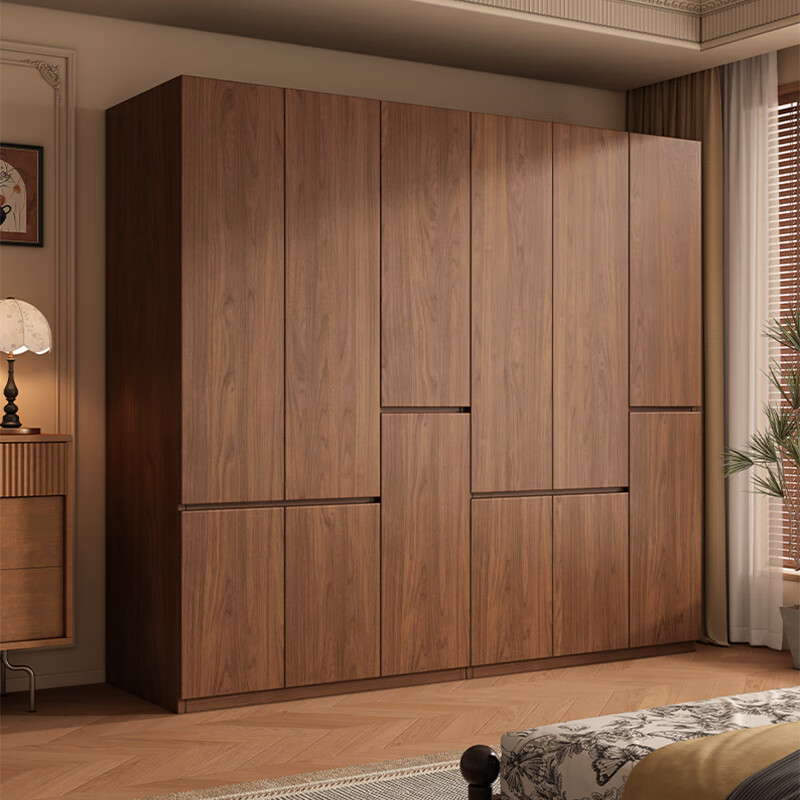 Xucai all solid wood wardrobe bedroom home modern simple 2025 new handle-free rental house children's customized wardrobe 140 main cabinets