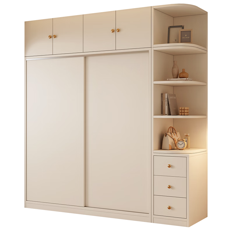 Jiuya package installation wardrobe bedroom home sliding door cream style combination cabinet practical wardrobe wooden large wardrobe 100*200*50 main cabinet