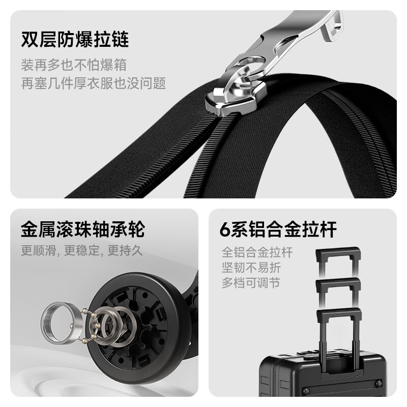 DTA boarding suitcase for men and women small front opening trolley case password box business trip suitcase dark night black 18 inches