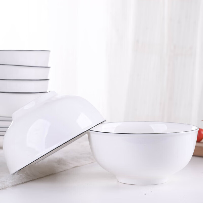 Haoya high temperature underglaze color Jingdezhen ceramic tableware soup bowl large rice bowl simple noodle bowl elegant 6-inch noodle bowl 2 pack