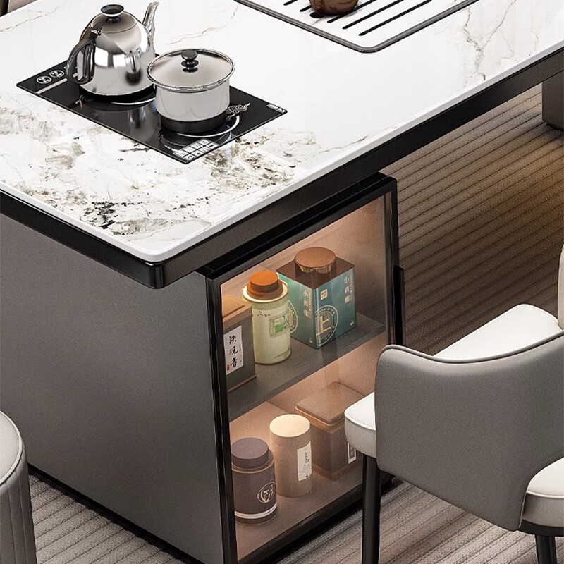 Zuoyi Jiahui modern light luxury slate tea table living room home balcony tea table office tea table and chair combination one table five chairs coffee table single tea table color optional/delivery package 1.2m