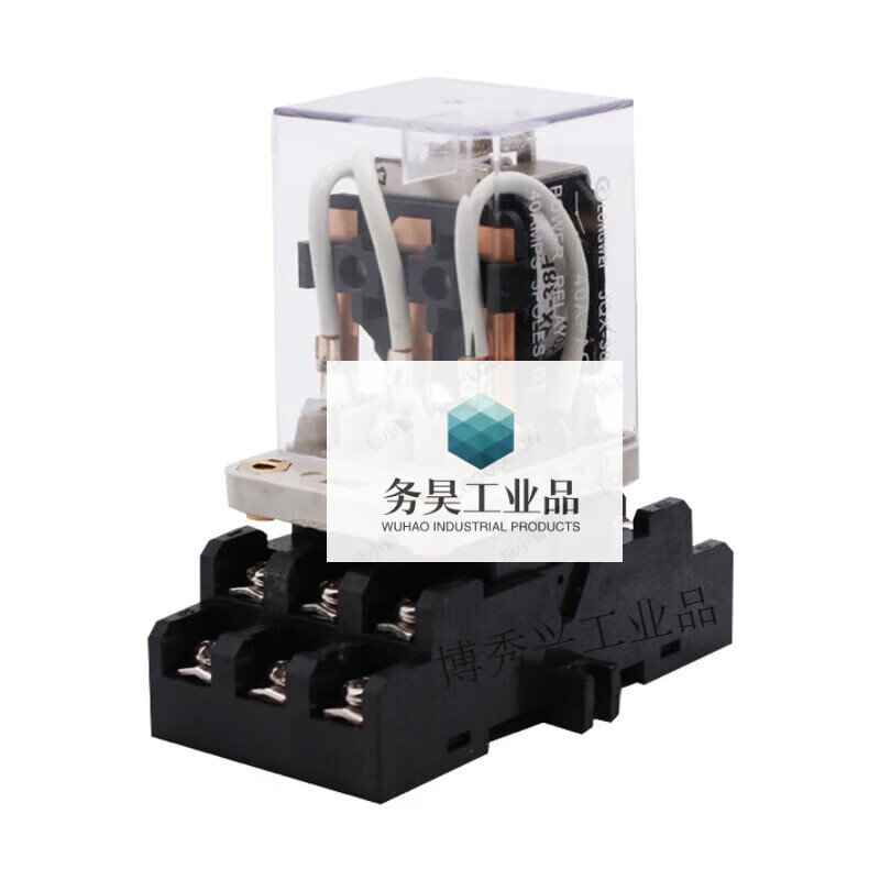 JQX-38F high-power electromagnetic relay 40A intermediate relay DC DC12V24V AC AC220V DC12V+ base