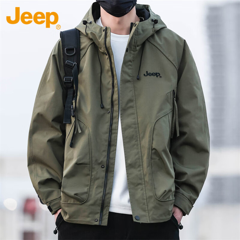 JEEP Jeep Jacket Men's Autumn and Winter Assault Jacket Workwear Men's Casual Trendy Tops Army Green 2XL
