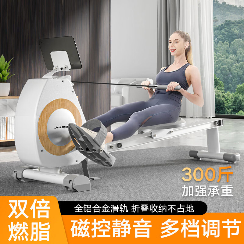 Commercial Folding Silent Super Fat-Burning Rowing Machine Indoor Home Multi-speed Adjustable Silent Intelligent Magnetic Resistance Rowing Machine Black