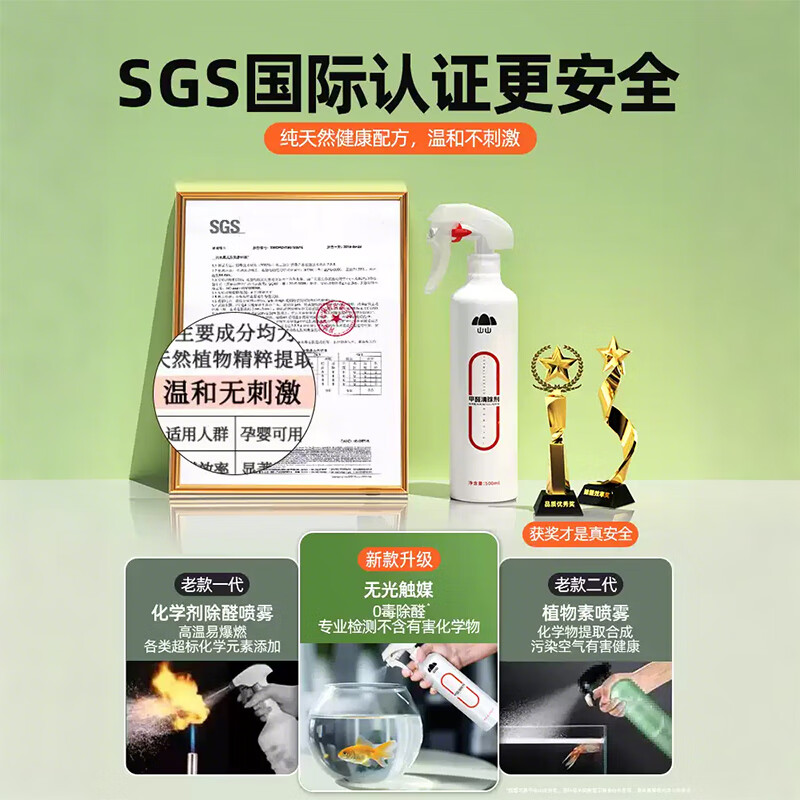 Shanshan Formaldehyde Scavenger Powerful Formaldehyde Removal Spray Activated Carbon New House Urgent odor Remover Large Capacity 2 Bottles