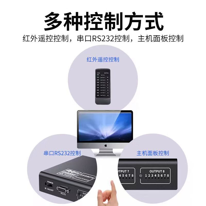 Decoder 88 switch in and splicing out compatible with multi-screen monitoring Dahua processor video matrix Haikang hdmi 4 in 4 out streamlined model 1080P 60HZ (slit slow cutting