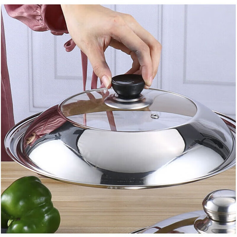 Fat Donglai same style pot lid stainless steel thickening and heightening see-through glass combination household pan wok universal lid supermarket visible pot lid 32 32 specifications
