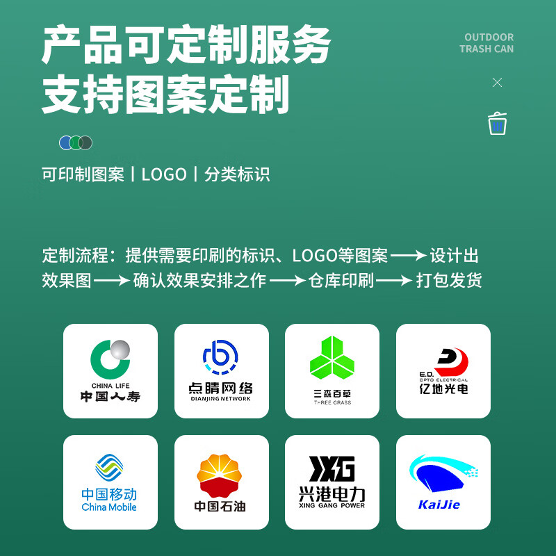 Kai Tak Outdoor Classified Trash Cans Community Property Sanitation Trash Cans Catering Kitchen Hotel Dry and Wet Separation Special Trash Cans 120L Extra Thick Green - Kitchen Waste