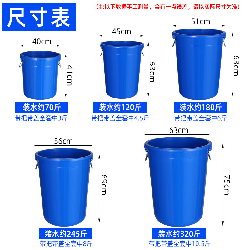 Trash can large commercial with lid household kitchen thickened sanitary bucket capacity outdoor sanitation industrial plastic drum 60L white with lid + free bag + free water scoop