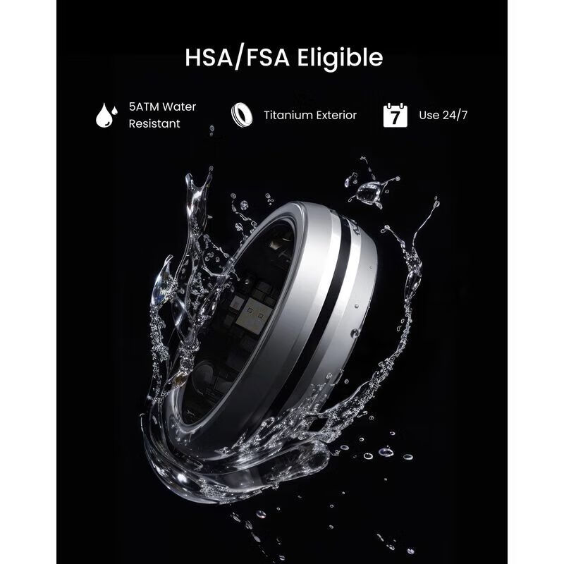 RENPHO LYNX Smart Ring Healthy Sleep Monitoring Ring Health Tracking Lightweight Long Battery Life Waterproof Rugged and Durable New Product Black Size 8