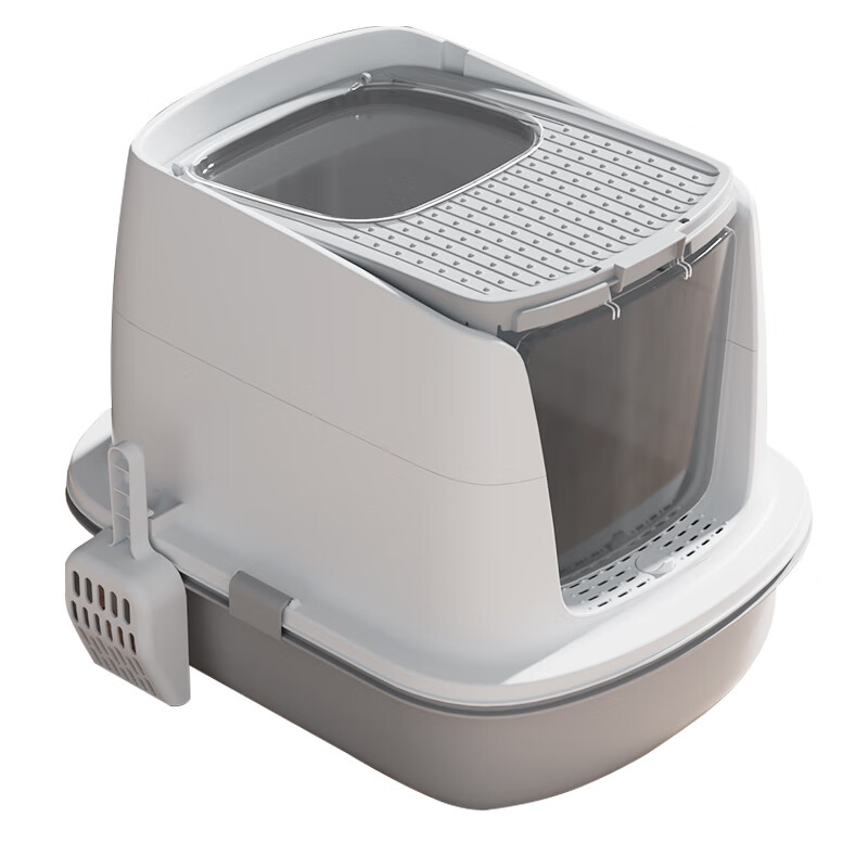 HELLOJOY cat litter box fully enclosed large cat toilet anti-splash cat litter box cat sand box cat litter box gray