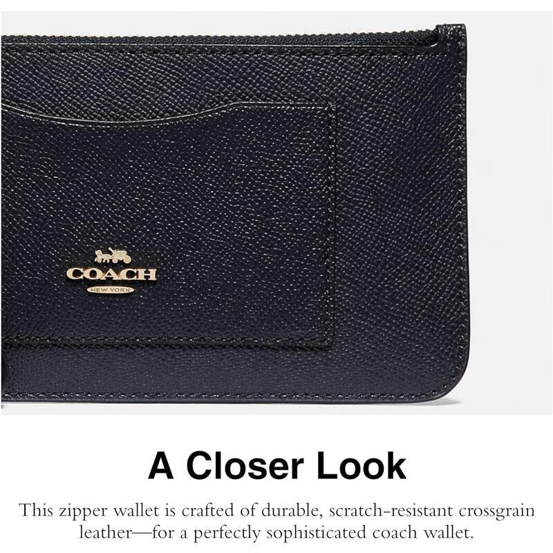 COACH Women's Multi-Layered Leather Zipper Wallet Lightweight and Practical for Storing Small Things with Wristband as a Gift for Your Girlfriend Midnight ONE SIZE