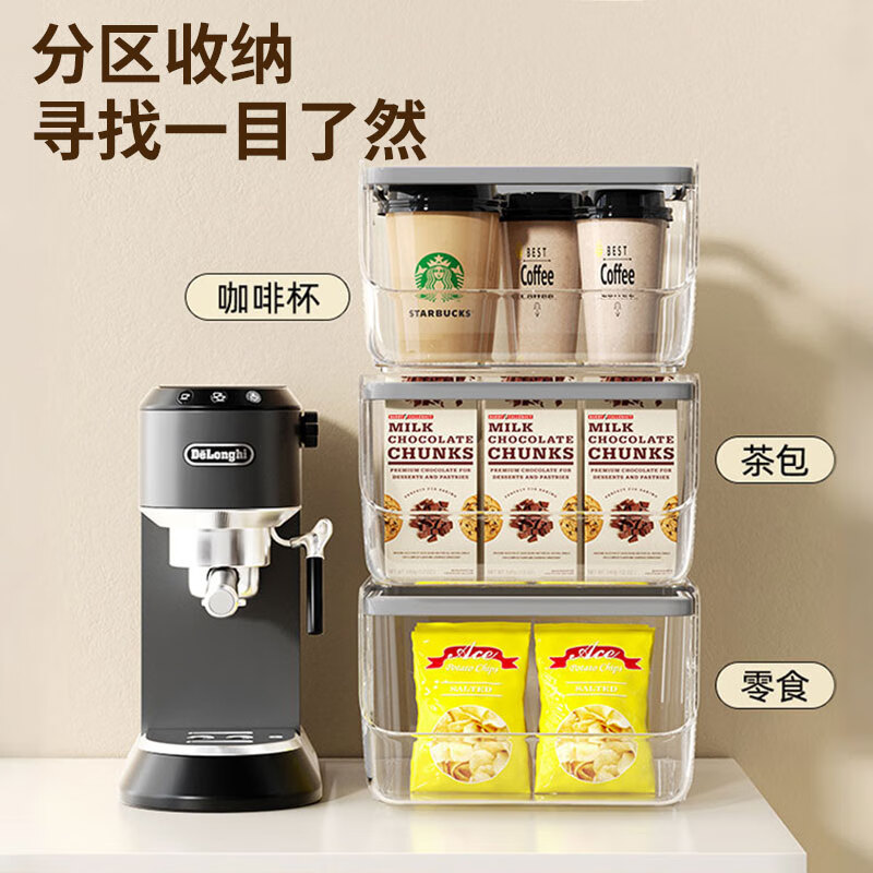 Jinlongxing desktop storage box three-layer with handle cosmetics office supplies snack storage basket sundry storage rack transparent color