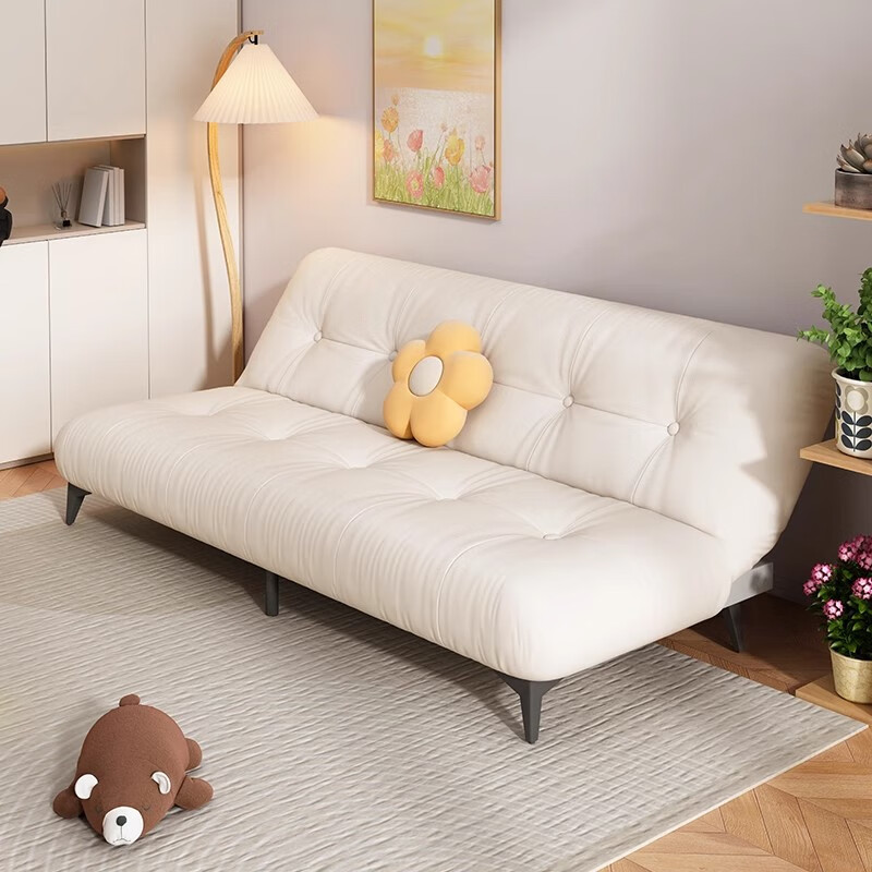 Qinuo Yunduo sofa folding dual-use integrated sofa bed rental apartment economical new fabric small sofa off-white latex model three-speed adjustment 1.8 meters long wear-resistant cat scratch leather