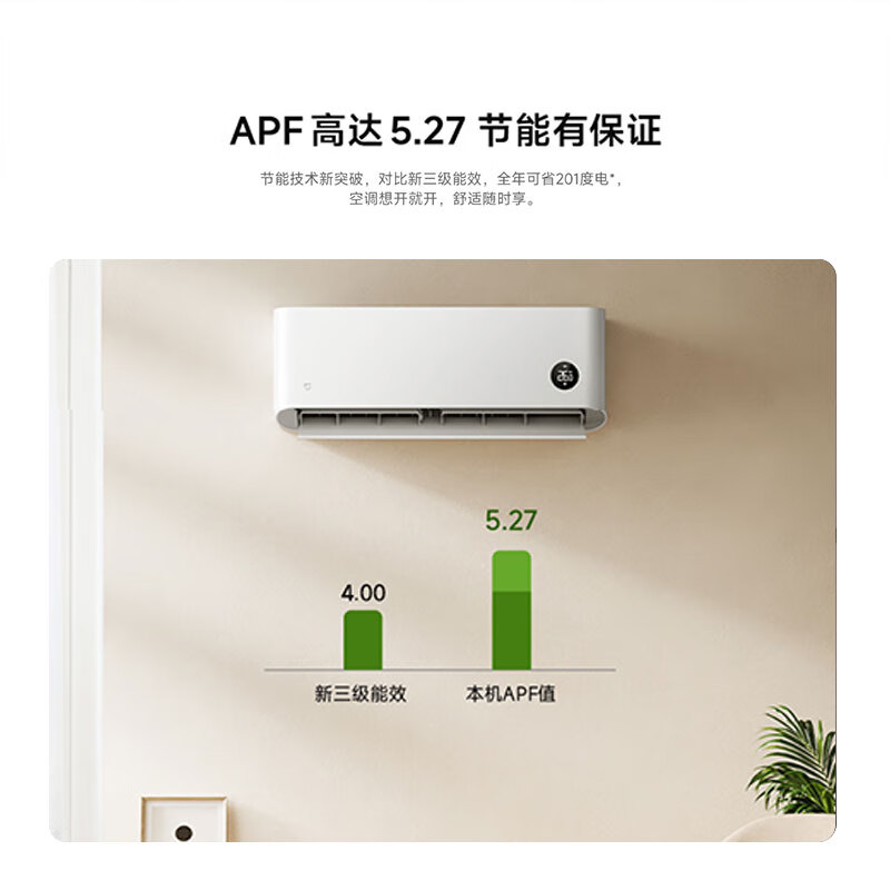 Xiaomi (MI) air conditioner 1.5 hp huge power saving hot product highly recommended sleep second generation new level energy efficiency variable frequency heating and cooling Mijia air conditioner hanging 35GW-NA20/S1A1