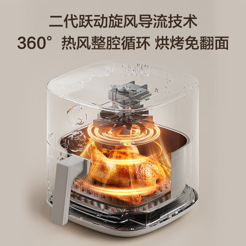 Midea flip-free air fryer 25 years new visual window air fryer steaming and baking all-in-one household large capacity 5.3L metal cavity steam tender KZE5383