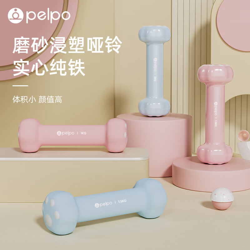PELPO dumbbell women's fitness equipment home aerobics small dumbbells a pair of arm muscle training 1kg primary school student arm male pink 2Kg*2 (cute cat claws)