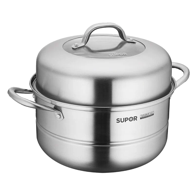 Supor's good helper stainless steel double-layer steamer household multi-layer large VZ26BS03 double-layer steamer vz26bs03 26cm