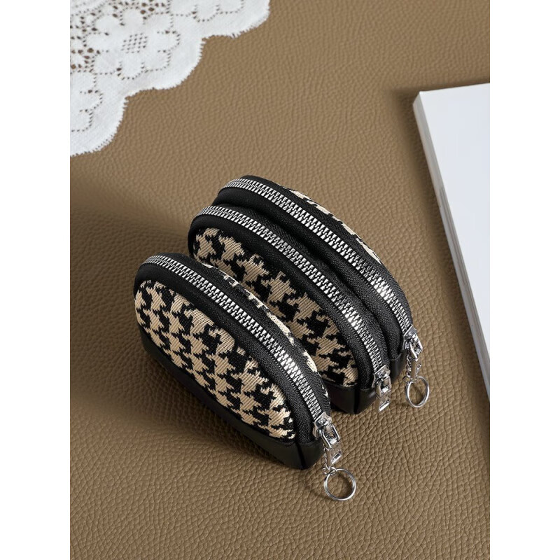 Qisi flower canvas small coin purse for women, fashionable niche design, new mini fabric key coin purse all-in-one bag, Chidori brown/single layer, factory upgraded thickened version/waterproof/oilproof/wear-resistant