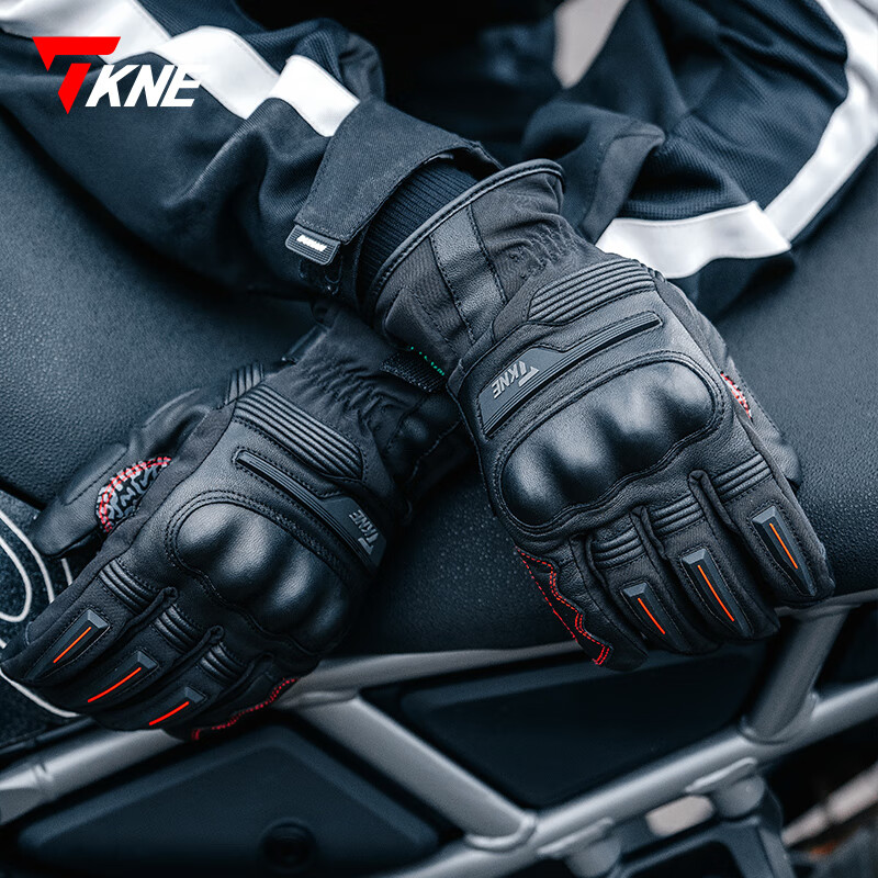 TKNE winter motorcycle leather gloves plus velvet to keep warm and waterproof motorcycle racing riding anti-fall and windproof rider equipment for men