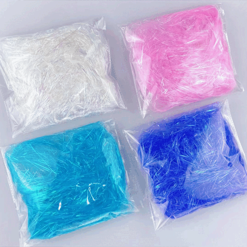 Raffia filling color gift box glitter colorful fantasy silk gold wedding candy fruit box souvenir decoration colorful bright silk 1mm 100g a pack