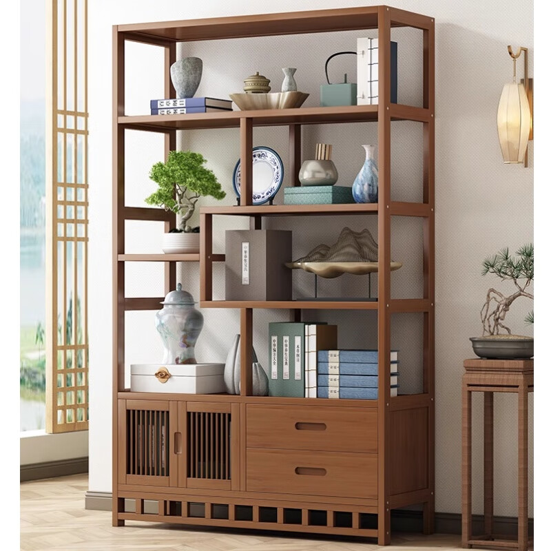 Memory Travel New Chinese Style Bogu Rack Tea Rack Storage Rack Tea Set Rack Tea Display Cabinet Non-Solid Wood Tea Room Ornaments Duobaoge