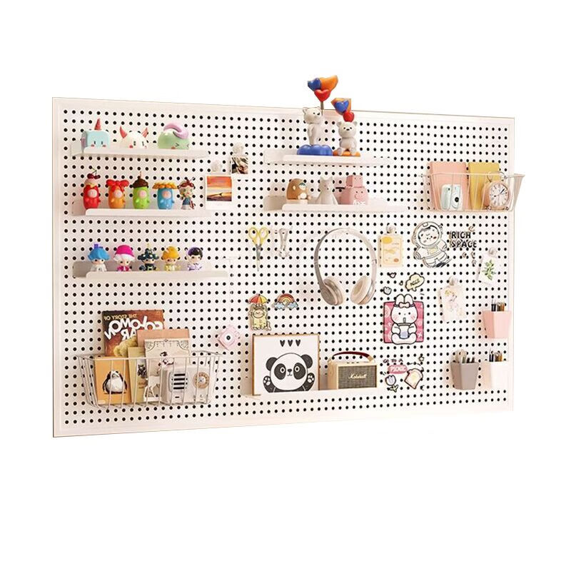 Ouma e-sports hole plate metal storage rack wall partition display rack study room decoration computer desktop storage hanging board with frame 120 80cm white free 20 hooks