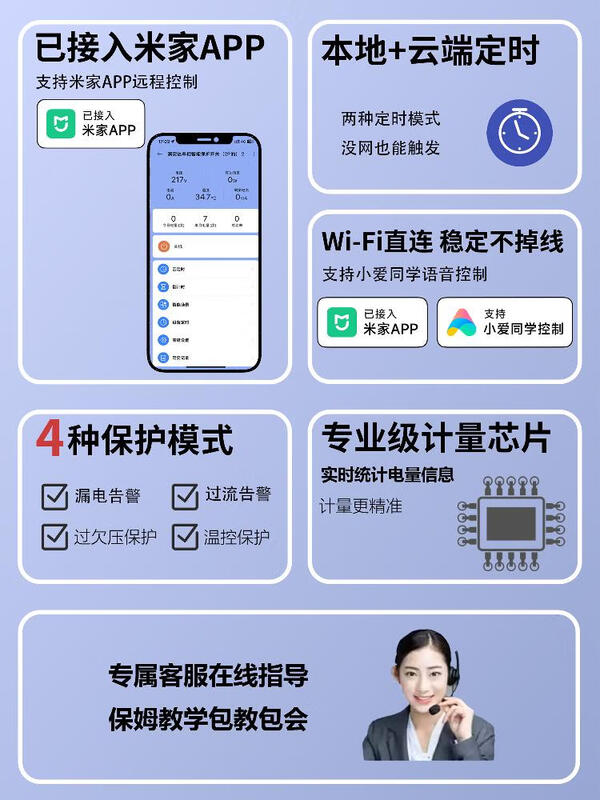 Connected to the Mijia App smart circuit breaker WIFI on and off remote mobile phone remote control power statistics leakage alarm Connected to the Mijia smart circuit breaker 2P wide down and up