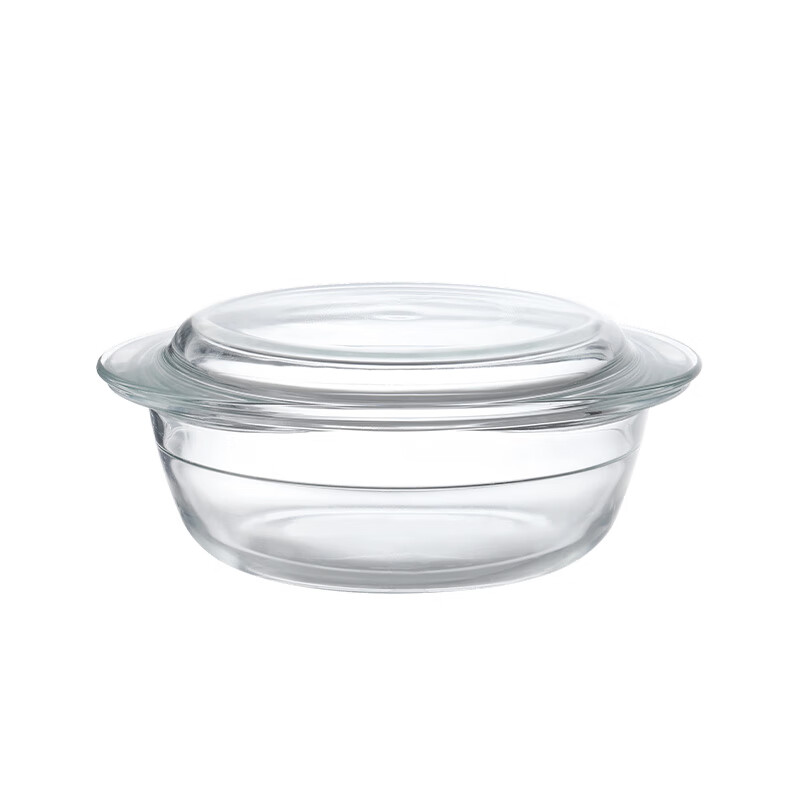 Shuangshan heat-resistant glass bowl household double-ear bowl salad bowl steamed egg bowl microwave oven special utensils with lid glass pot 1.1L inner diameter 16cm (dishwasher safe)
