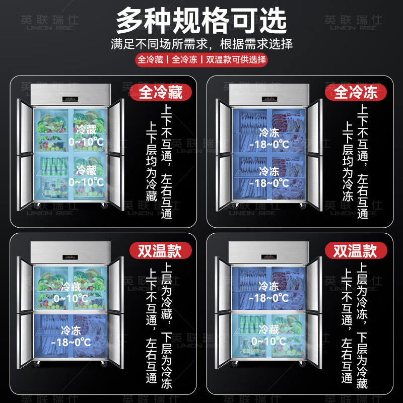 Actis has subsidized 20% of the four-door refrigerator, commercial fruit and vegetable six-door fresh cabinet, catering kitchen, hotel dual-temperature refrigeration and freezing, large-capacity stainless steel four-door freezer, flagship model, enlarged four-door full refrigeration, copper tube refrigeration