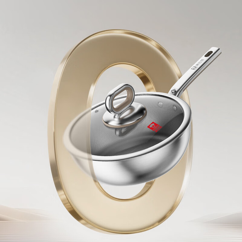 Konbach real titanium 0 coating wok uncoated household non-stick pan 316L stainless steel wok induction cooker gas universal