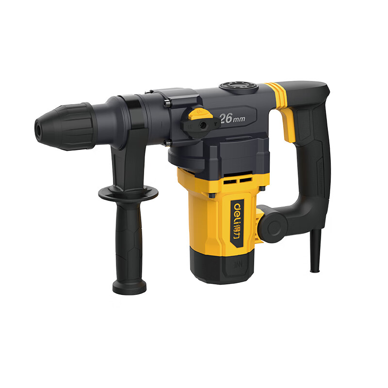 Deli Lightweight Electric Hammer Electric Pickaxe Drill Three-Purpose High-Power Impact Drill Household Power Tool Set Concrete Adjustable Speed ​​Heavy Duty 850W Dual-Purpose With Clutch Free 3 Hammer Drills