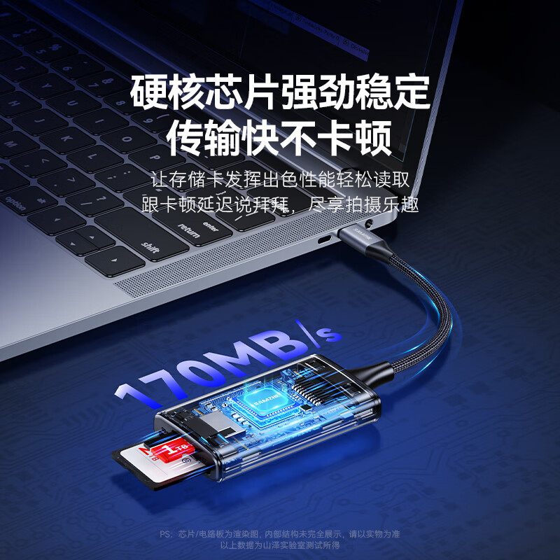 Shanze Type-C3.0 card reader SD/TF dual card reading, suitable for Apple 17//15/16/camera/USB-C computer tablet phone, compatible with UHS-I/II card CRM32
