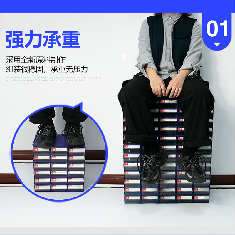 Initial concept of material box, thickened partitioned parts box, plastic drawer-type partitioned turnover box, storage box, hardware tool box, 3# component box, gray and transparent, 30 pieces per box