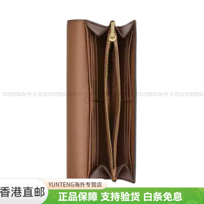 COACH 19 Classic Brand Logo Leather Envelope Wallet Small Women's Tan and Brown Tan and Brown