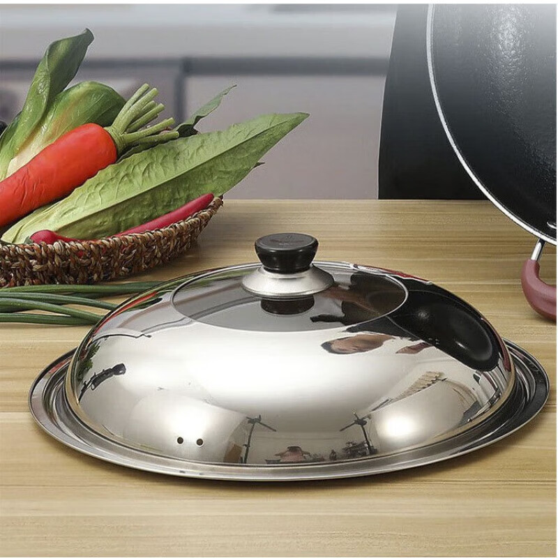 Fat Donglai same style pot lid stainless steel thickening and heightening see-through glass combination household pan wok universal lid supermarket visible pot lid 32 32 specifications