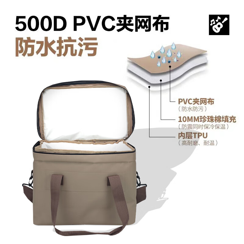 Bag Gole insulation bag 20L thickened large capacity portable picnic insulation bag stall takeout sealed insulation box coffee color 20L