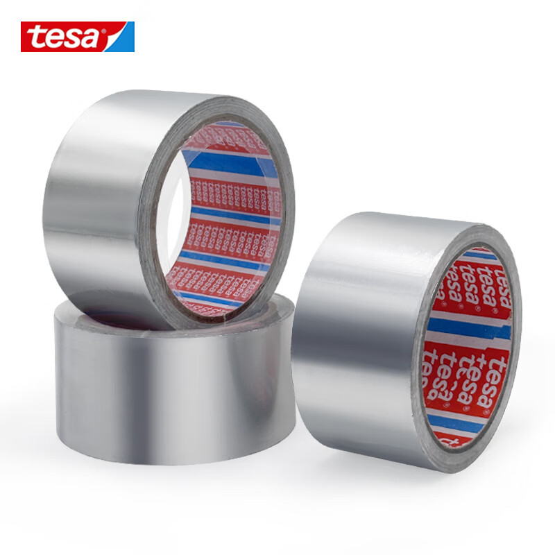 Tesa high temperature resistant aluminum foil tape thickened flame retardant, anti-aging, waterproof, oil-proof, scratch-resistant and wear-resistant pipe/stove/sink heat insulation seal 50565 silver 12m long*50mm wide