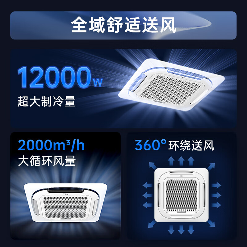 TCL central air conditioner 5 HP ceiling unit frequency conversion first class energy efficiency 3 HP embedded ceiling air conditioner One to one well unit shop hotel office factory ceiling commercial air conditioner large 5 HP first class energy efficiency true power saving - heating and cooling 220V