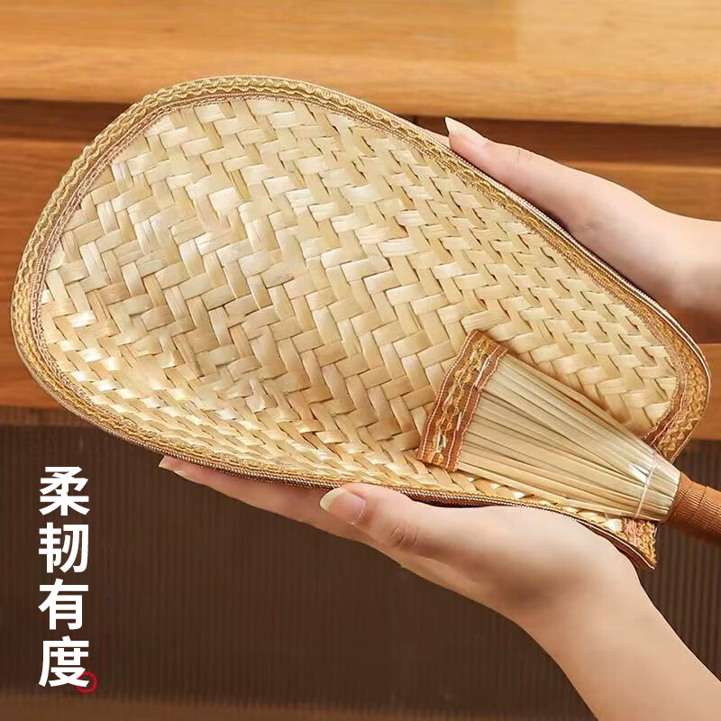 Jingxun Fan Summer Durable Big Cattail Fan Wheat Straw Money Fan Handmade Woven Baby Household Old-fashioned Hand Fan Brown