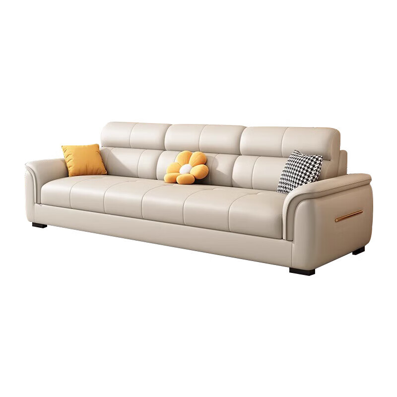 Xinyi government subsidizes cream-style leather sofa for living room with light luxury and high-end feeling 2025 new corner chaise seat sofa Antibacterial cat scratch leather + natural washed latex 2.8m four-seat straight sofa + chaise seat sofa